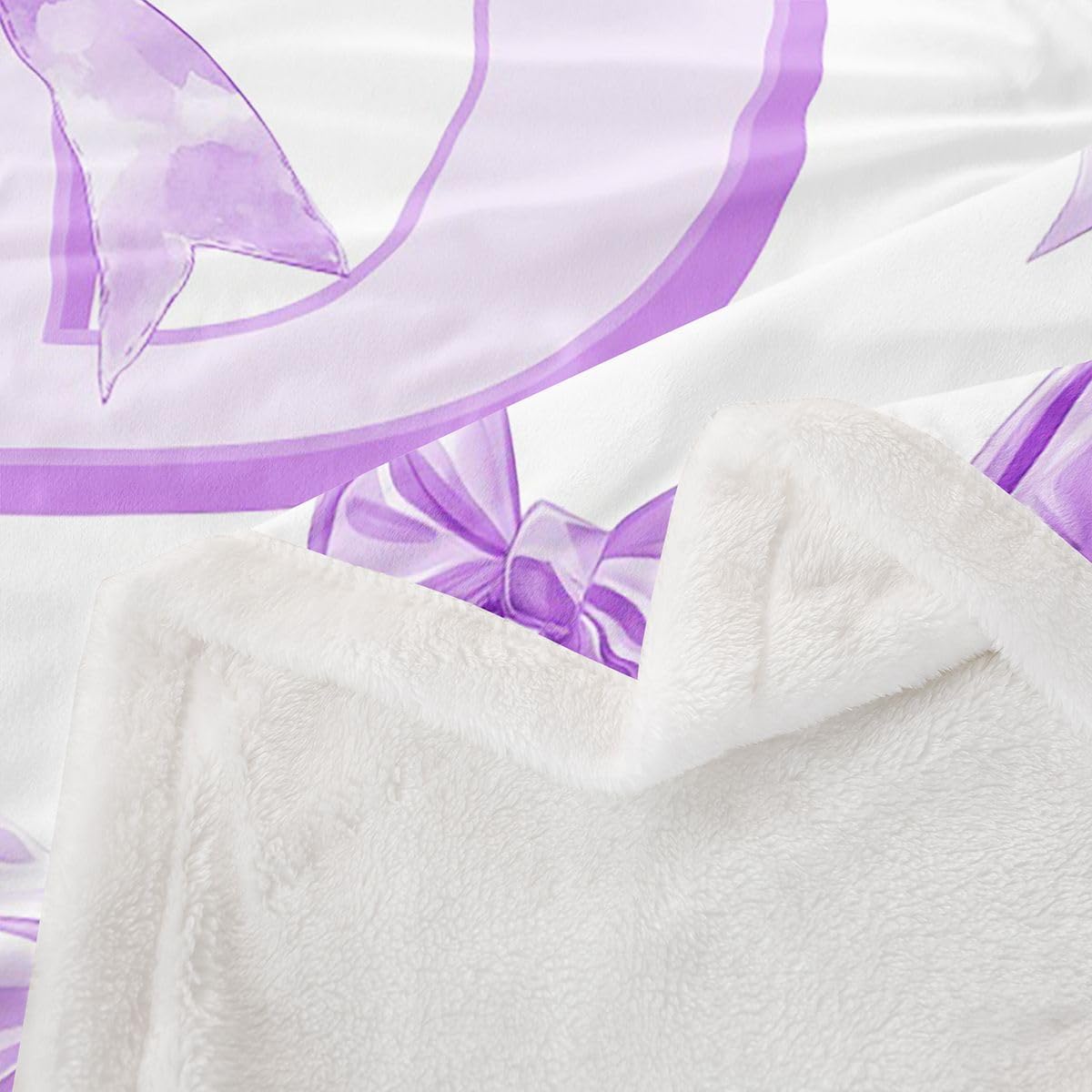 Erosebridal Initial Letter D Fleece Blanket Baby 30"x40" Purple Watercolor Bow Sherpa Blanket Cute Kawaii Letter Bowknot Fuzzy Plush Throw for Kids Girls Teen,Personalized Monogrammed D Decor for Bed