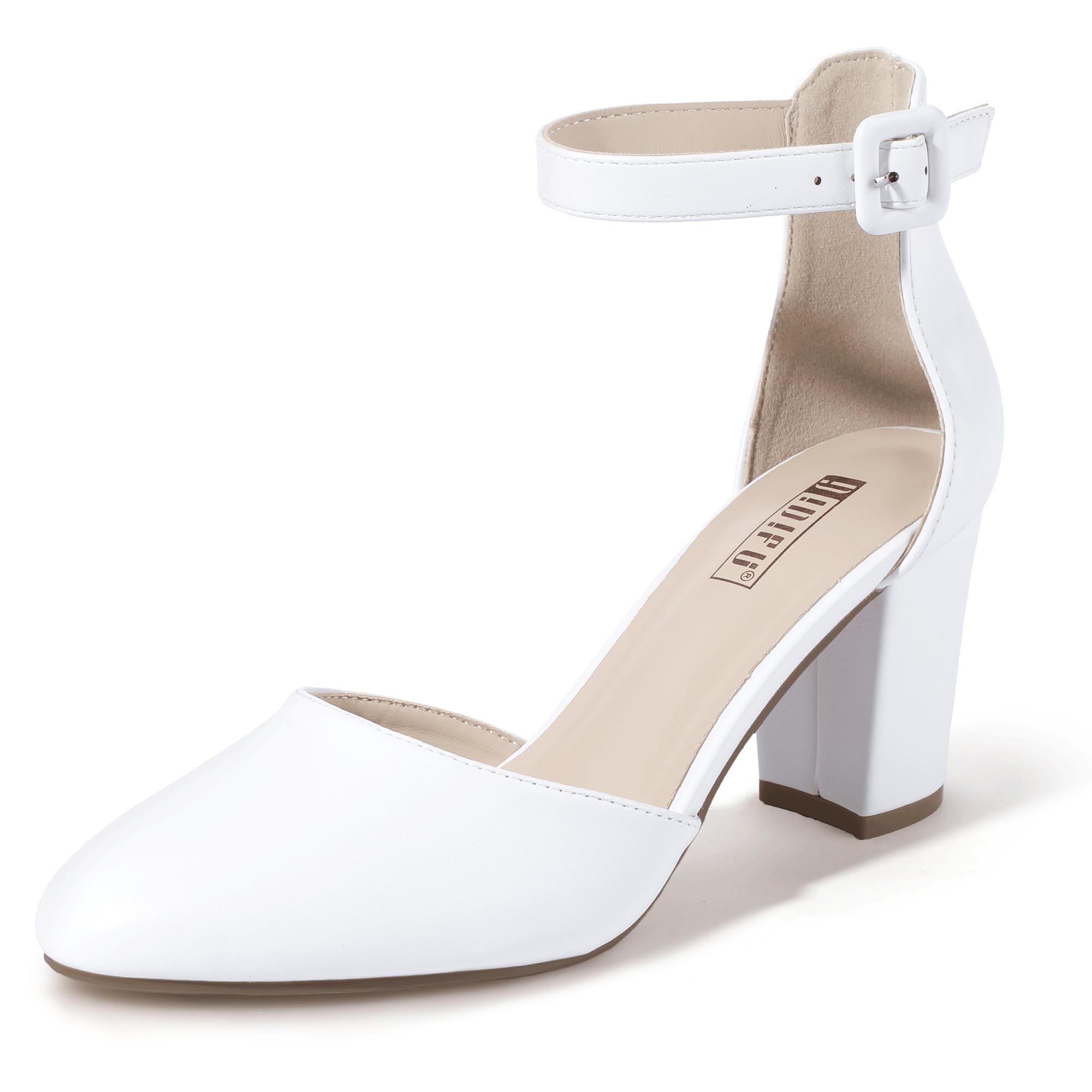 IDIFUIN3 Closed Toe Heels for Women High Chunky Block Heels Women's Pumps  Dress Shoes for Women Dressy Wedding Bridal Homecoming Prom Shoes