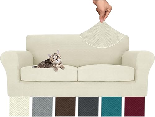 MAXIJIN Fundas de sofá de 3 piezas para sofá de 2 cojines, súper elásticas para perros, protector de muebles a prueba de mascotas, antideslizante,