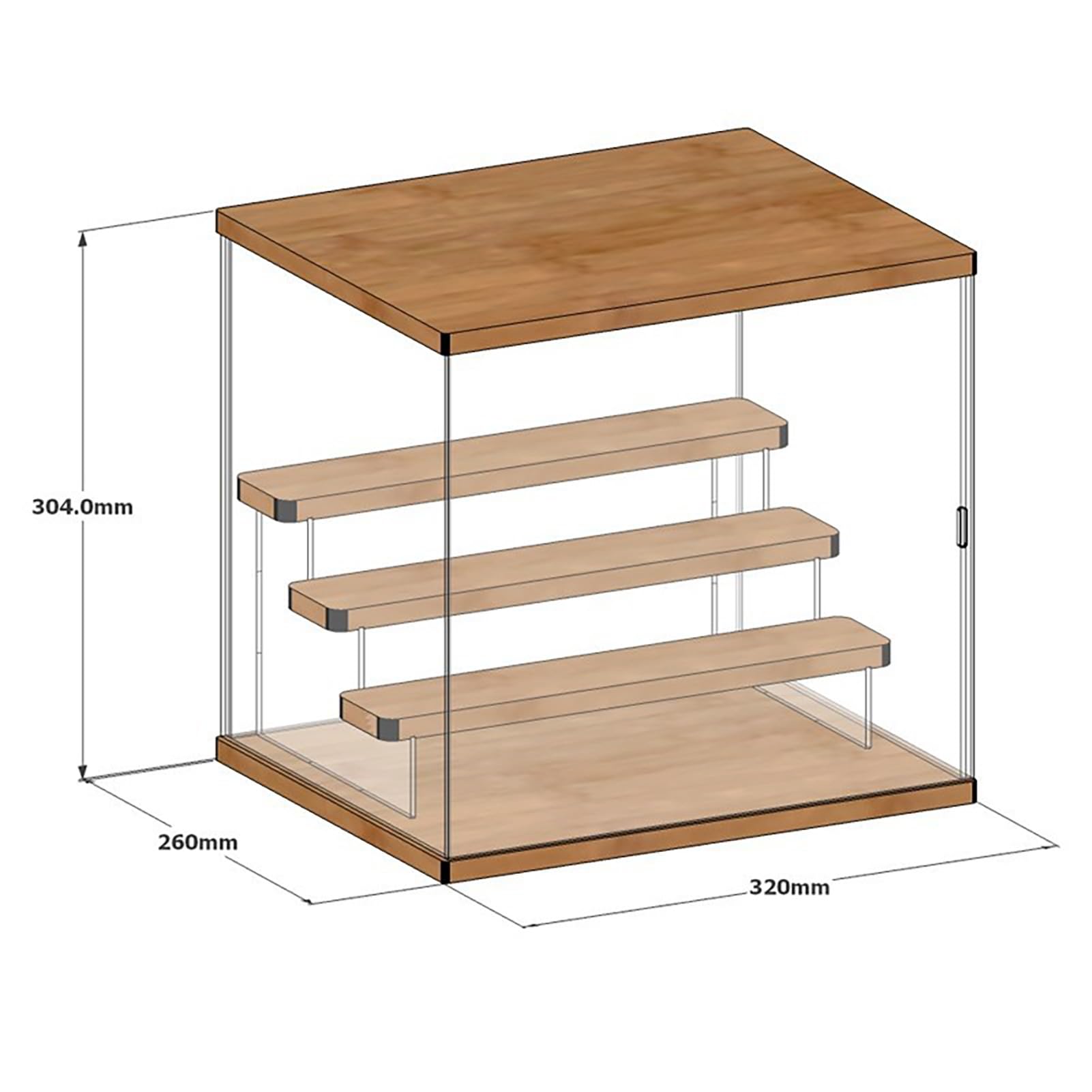 Collectibles Figures Blind Box Storage Display Acrylic Blind Box Showcase Dustproof Toy Doll Organizer Vitrine with Door (4 Tiered Staircase L 32x26x30.4cm)