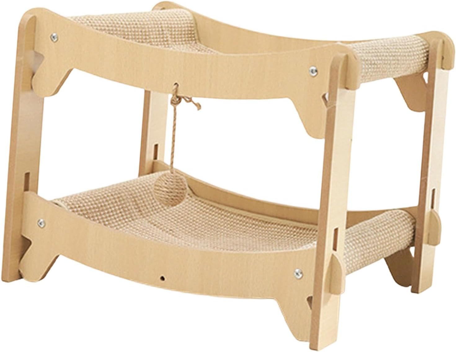Cat Scratcher Couch Bed Ornament Modern Stylish Gifts Resting Supplies Indoor Cats Sturdy Cute Playing Sleepings Wood, Double Tier