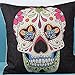 Birsppy L&J Art 2 PCS 18'' Retro Vintage Sugar Skull Mexican Day of The Dead Linen Throw Pillow Case Cushion Cover