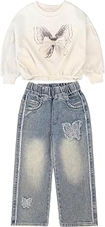 Sponsored You’re seeing this ad based on the product’s relevance to your search query.Learn more about this advertisement Peacolate 4J-10J Spring Autumn T-Shirt Sets Little & Big Girls' Pullover Long Sleeve T-Shirt and Embroidery Butterfly Jeans Clothing Set for Children