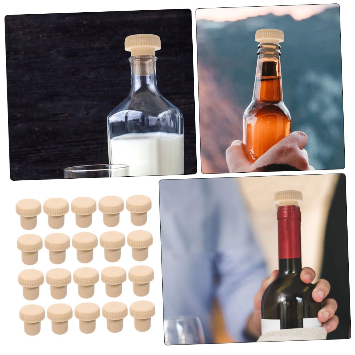 Cabilock 60 Piezas Corcho Tapón De Botella De Bebida Envasadora Al Vacio para Sous Vide Divertido Taponadora De Botellas De Cerveza Enchufar Tapón De Polímero Vino