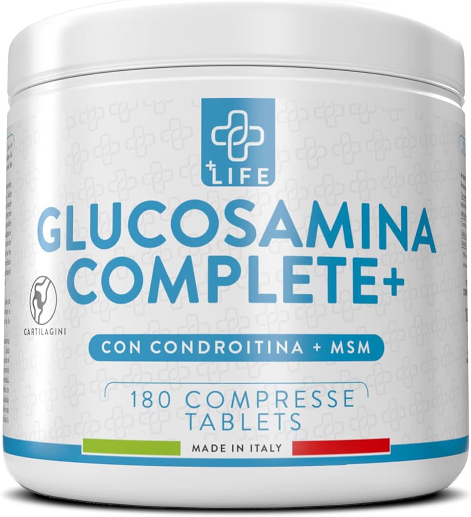 GLUCOSAMINA CONDROITINA MSM con Vitamina C PiuLife® • 180 Compresse Integratore Articolazioni