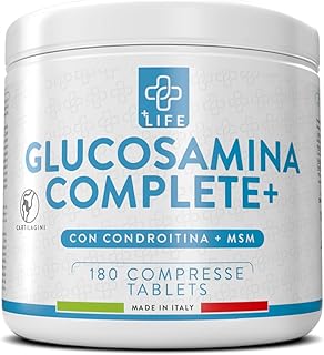 GLUCOSAMINA CONDROITINA MSM con Vitamina C PiuLife® • 180 Compresse Integratore Articolazioni e Cartilagine • MSM Integratore Concentrato e Glucosamina per Ricomposizione e Riduzione Dolore