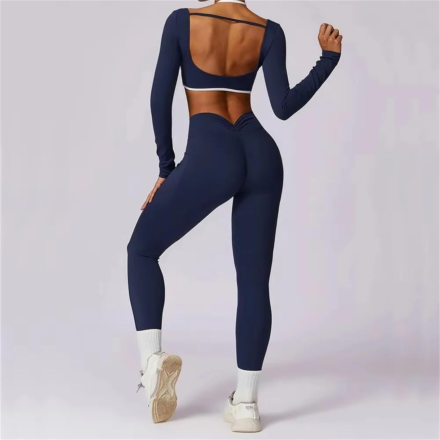 Workout Sets for Women 2PCS Women Sportswear Push Up Athletic Wear Gym Legging Fitness Bra Crop Top Long Sleeve Sports Suits