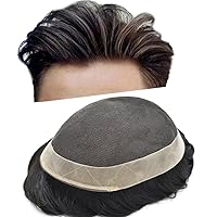 Vista 9 de Tupé para hombres, sistema de unidades de cabello humano real, encaje suizo suave, encaje frontal, tupé, piezas de cabello de repuesto, línea