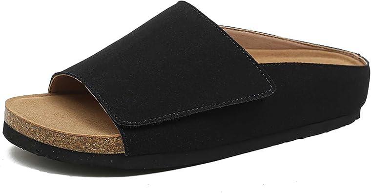 baobeijiadao Womens Slide Sandals Comfortable Slip On Flat Sandals Open Toe Hook and Loop Slippers for Women