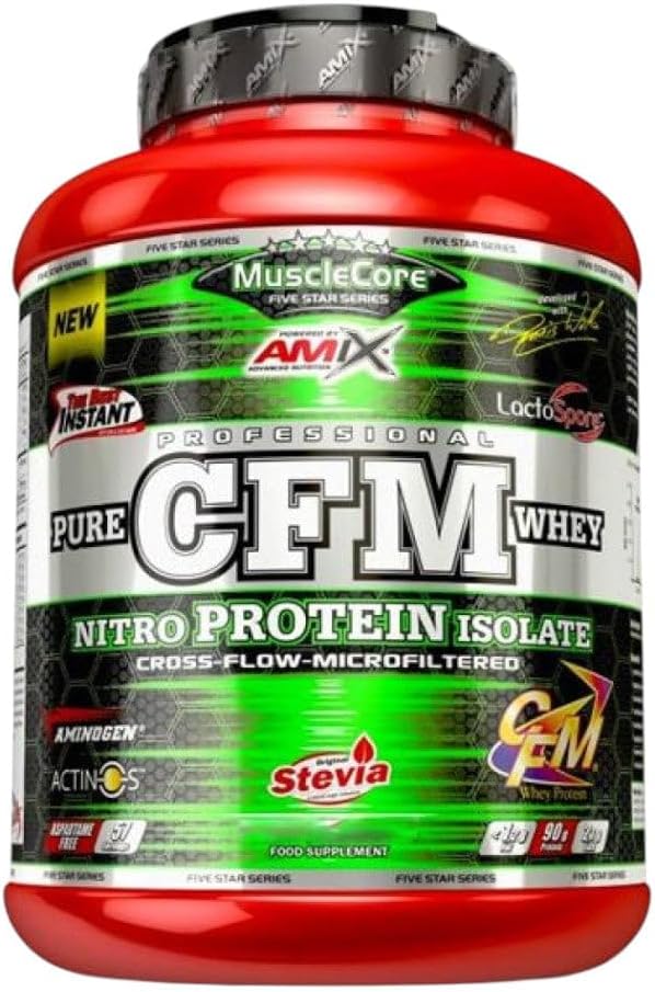 CFM Nitro Whey Protein with Actinos - Helps Maintain Muscle Mass - with Digestive Enzymes - Easy Digestion - Fast Absorption - Protein Powder - 1 kg - Double Chocolate Flavor