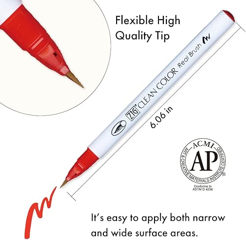 Miniatura 2 de Kuretake ZIG Clean Color Real Brush - Juego de 30 colores C, puntas de pincel flexibles, bolígrafos de acuarela para pintar, dibujar, caligrafía y