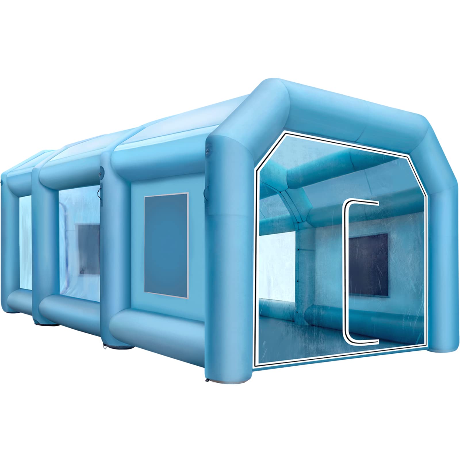 VEVOR Cabina di Verniciatura Gonfiabile 10 x 5 x 3,5 m, Cabina di Verniciatura Auto Gonfiabile, Cabina di Spruzzatura Gonfiabile, Cabina di Verniciatura per Auto Portatile per Tenda Parcheggio Auto