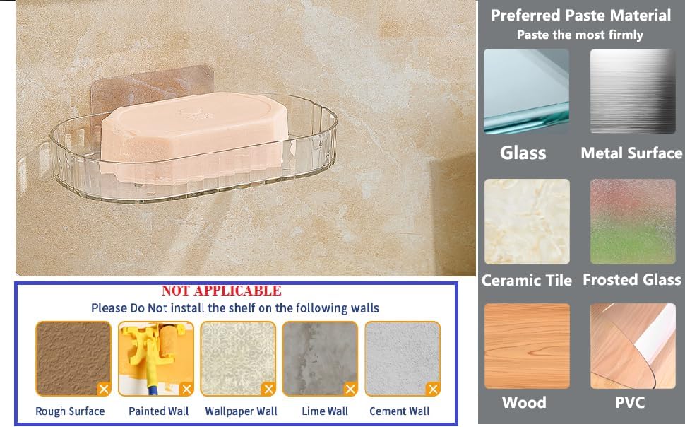 Image of Xmart India Self-Adhesive Soap Holder for Bathroom - Transparent Acrylic Soap Stand with Self-Draining Design, Drill-Free Soap Dish bathroom organiser without drill bathroom accessories set(Pack of 2)