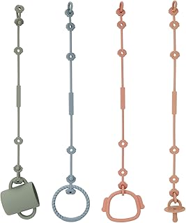 Toy Safety Straps, Socub Silicone Adjustable Baby Pacifier Teether Straps, 4pcs Toddler Toy Bottle Harness Straps for Strollers, High Chair, Cribs, Bags, BPA Free, Multi Colors