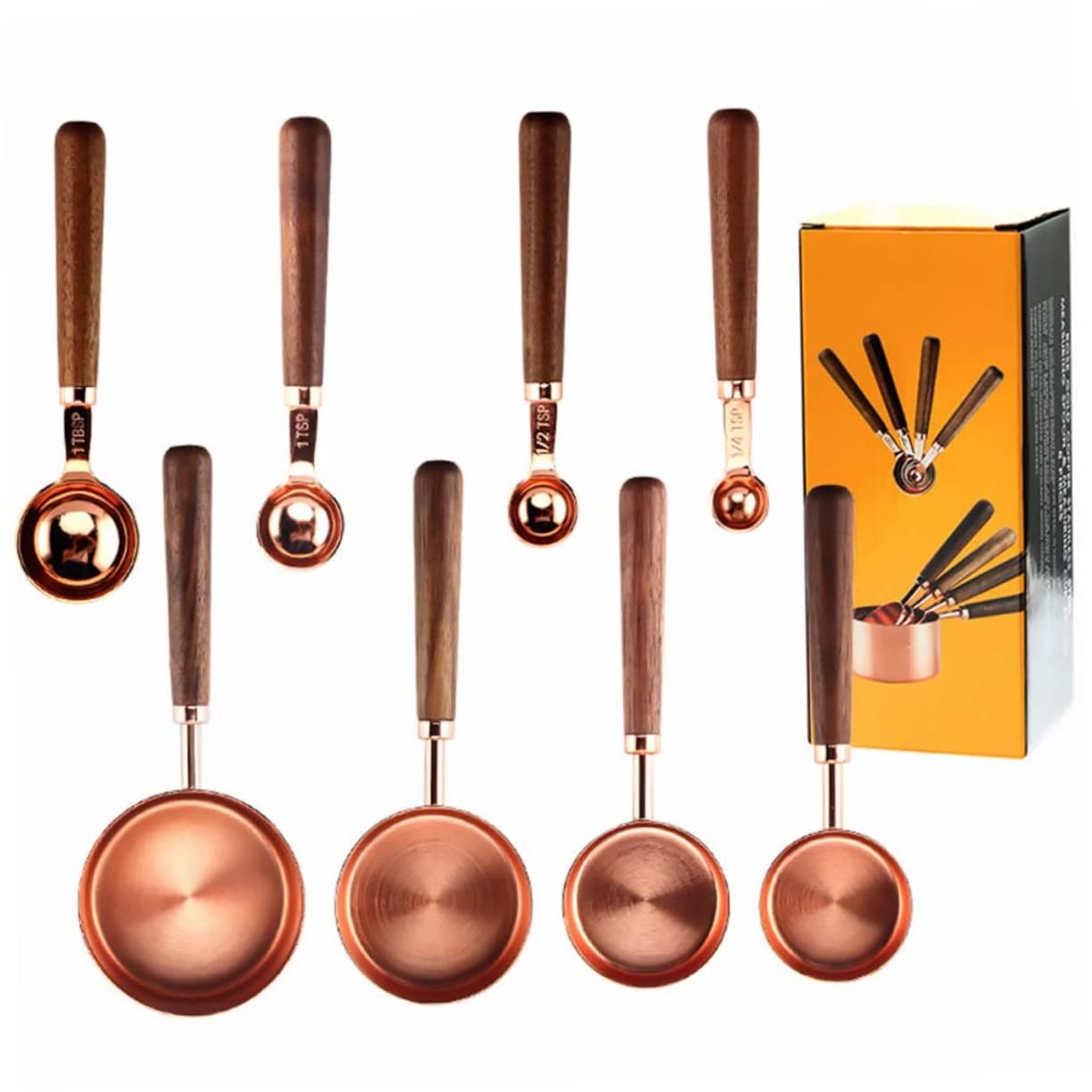 Tazas y Cucharas Medidoras Cocina Acero Inoxidable Nogal Práctica Duradera