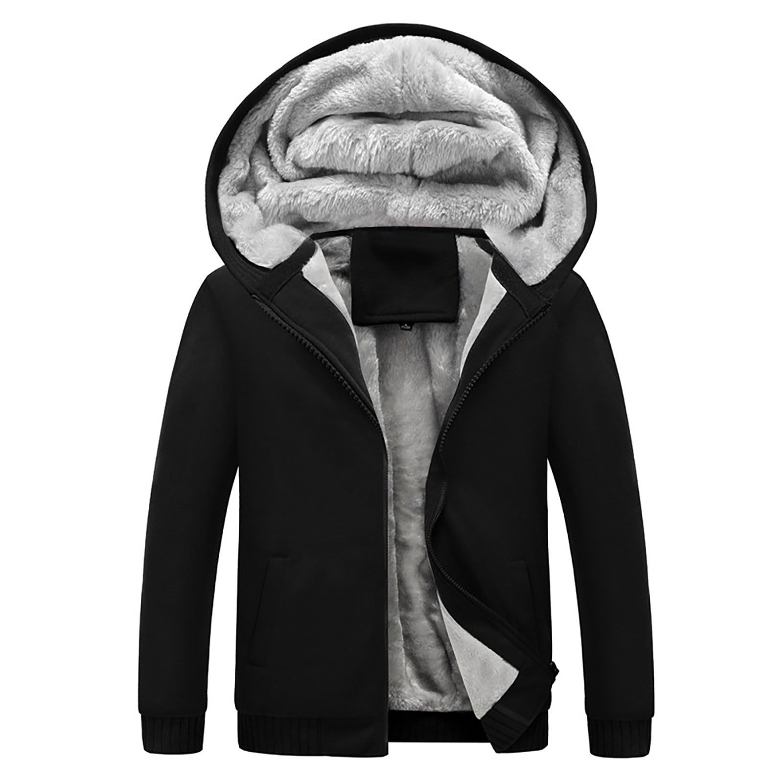 2 stks/set Heren Jas Broek Pak Capuchon Dikke Zachte Pluche Capuchon Elastische taille Lange mouw Effen Kleur Zakken Ritssluiting Warm Herfst Winter Trainingspak kopen vanaf een prijs van 15