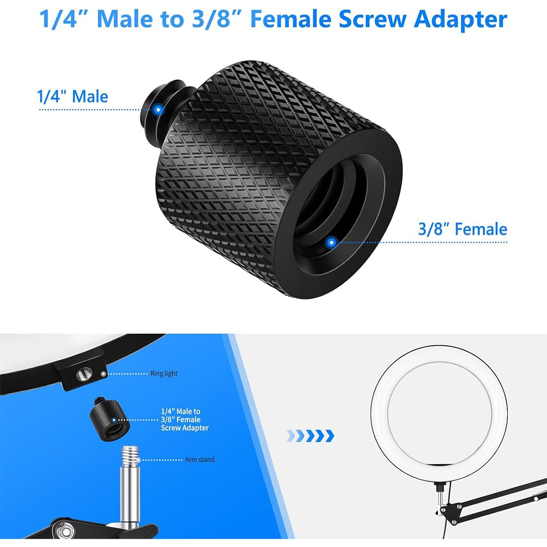 6 sztuk adapter do statywu 1/4 na 3/8 cala gwint statyw aparat śruby zestaw adapterów statyw podwójna śruba do aparatu fotograficznego statywu mikrofonowego statywu lampy