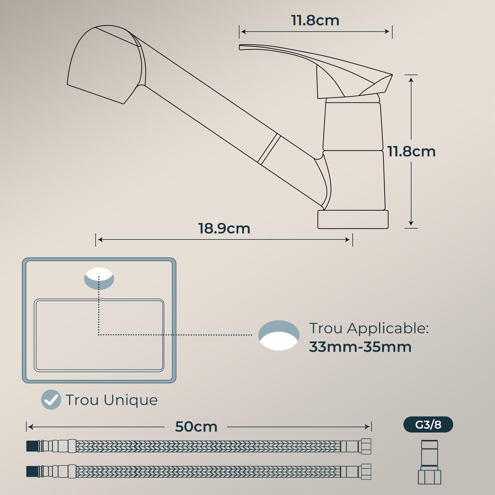 FORIOUS Robinet Cuisine Chrome Poli, Mitigeur Cuisine avec Douchette Acier Inoxydable, Monocommande, Monolevier Pivotant À 360° pour 1 Trou