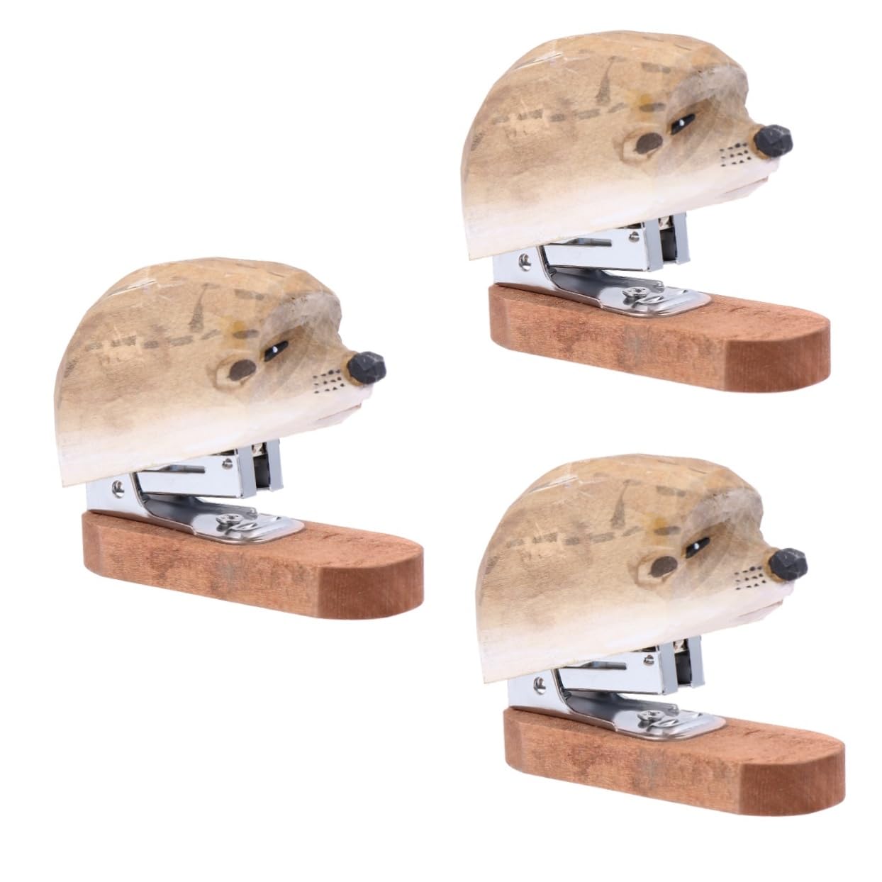 SHINEOFI 3pièces Agrafeuse Portable Bois Hérisson Machine Manuelle Pratique Pour Écoliers Fournitures Scolaires Créatives Et Écologiques