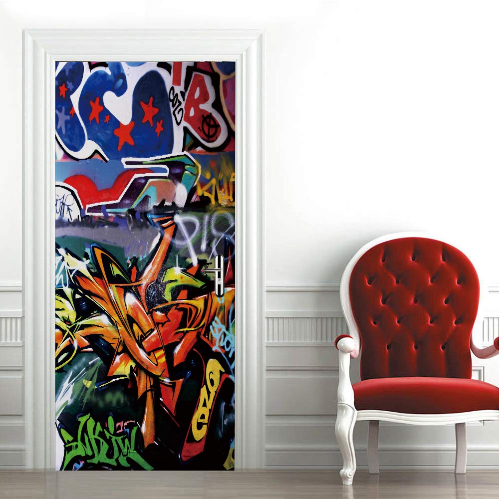 Stickers mural porte 3D en vinyle auto-adhésif effet trompe l'oeil