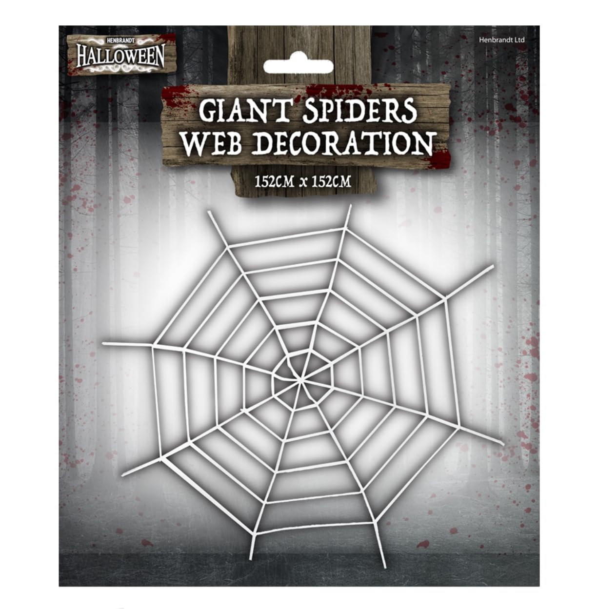 HENBRANDT Giant White Spider Web Decoration 152cm x 152cm - Spooky Halloween Party Prop for Indoor Outdoor Decor - Haunted House Supplies for Kids & Adults