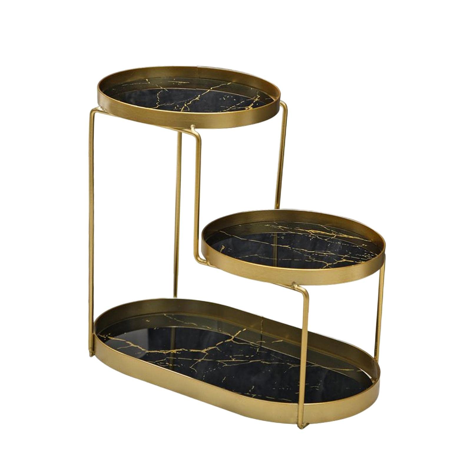 Decorative Cosmetic Tray Vanity Organizer Tidy for Countertop Bathroom Black Marbling