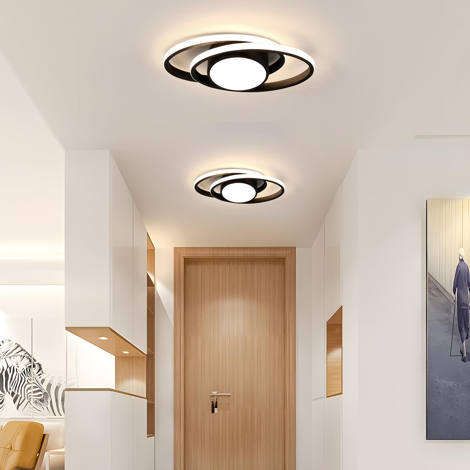 Plafoniere da Soffitto Dimmerabile, 39W 4387LM Plafoniera LED Soffitto Moderno, con Telecomando/APP 3000K-6500K, Nera Lampada da Soffitto LED per Soggiorno Camera da Letto Cucina, 38.5CM