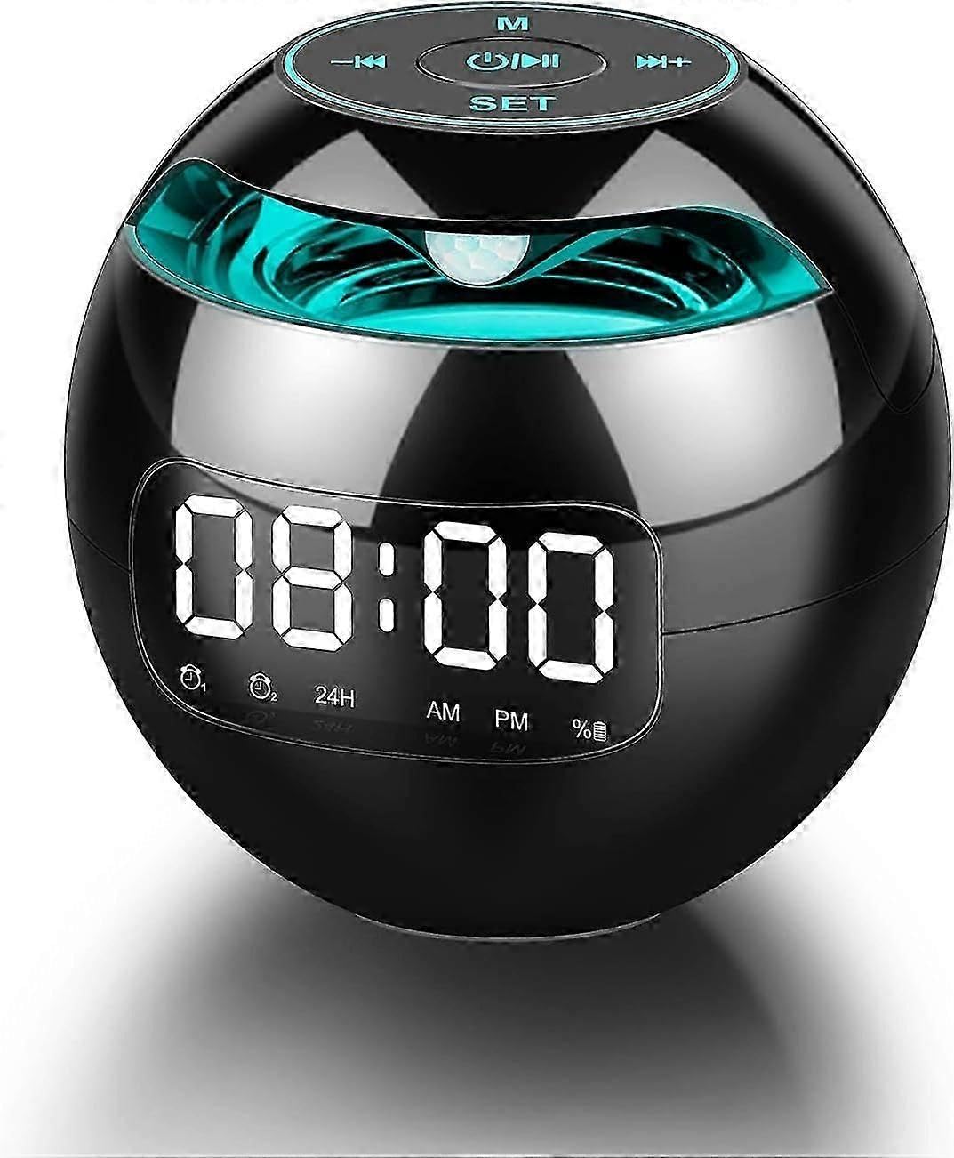 JOYHAPPST Alarm Clock Radio with Dual Alarms, FM Digital Bedside Clock with Snooze Function, LED Display 4