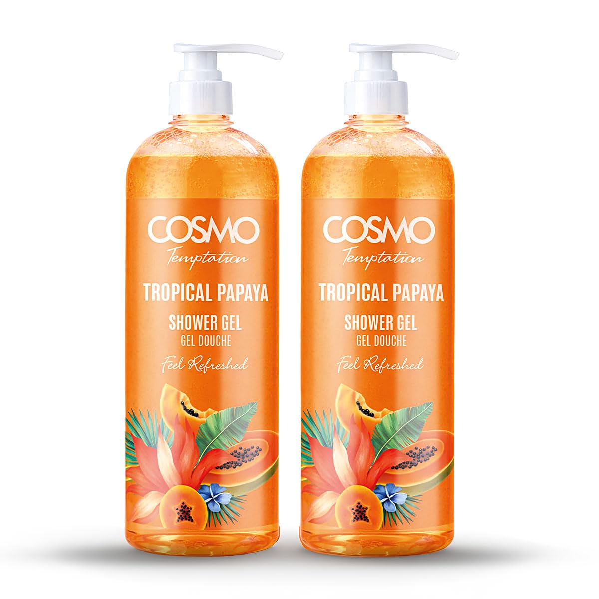 Cosmo Bath & Body Care Tropical Papaya Luxury Shower Gel 1000ml Pack Of 2 | Long Lasting Body Wash | For Men & Women | Deeply Hydrating & Nourishing | Non Greasy | Daily Cleanser | For All Skin Types-picture-40