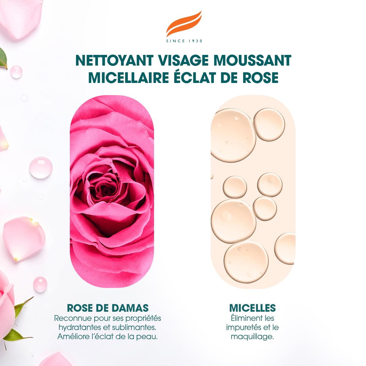 Himalaya Rose Radiance Nettoyant moussant micellaire pour le visage, élimine le maquillage imperméable, 150 ml