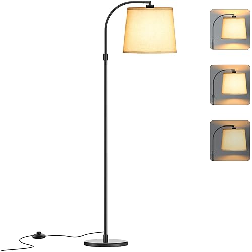Floor Lamp, Wellwerks Floor Lamps for Living Room, LED Floor Lamps Energy Saving, Eye-Caring, Standing Floor Lamps for Bedroom, Living Room, Office, Reading, Black