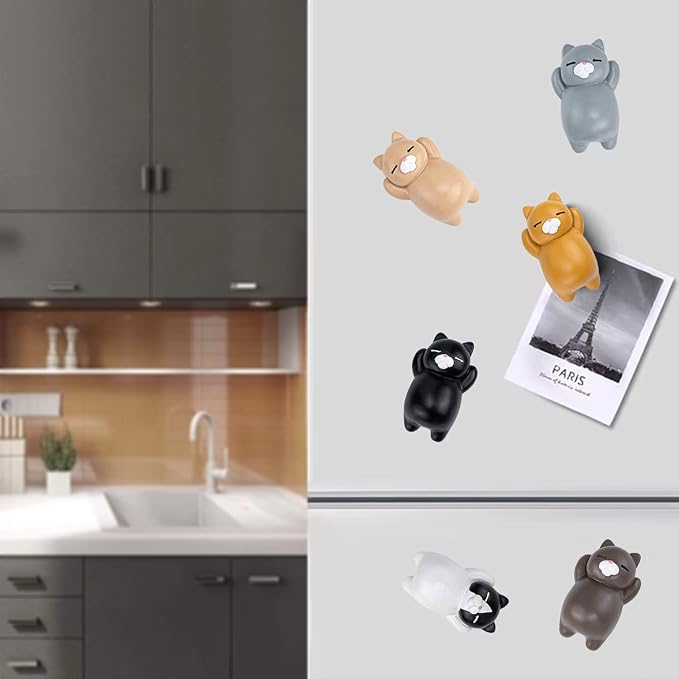 Imanes decorativos de refrigerador con diseño de gato miniatura 3