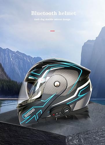 Miniatura 7 de Casco modular de motocicleta de cara completa, con Bluetooth abatible frontal aprobado por DOT, con doble visera, cuatro estaciones, casco de