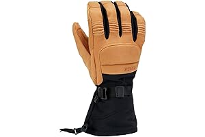 Mens Leather Ski Gloves: Cache Gauntlet Gloves for Men, Insulated Waterproof Genuine Cowhide Leather