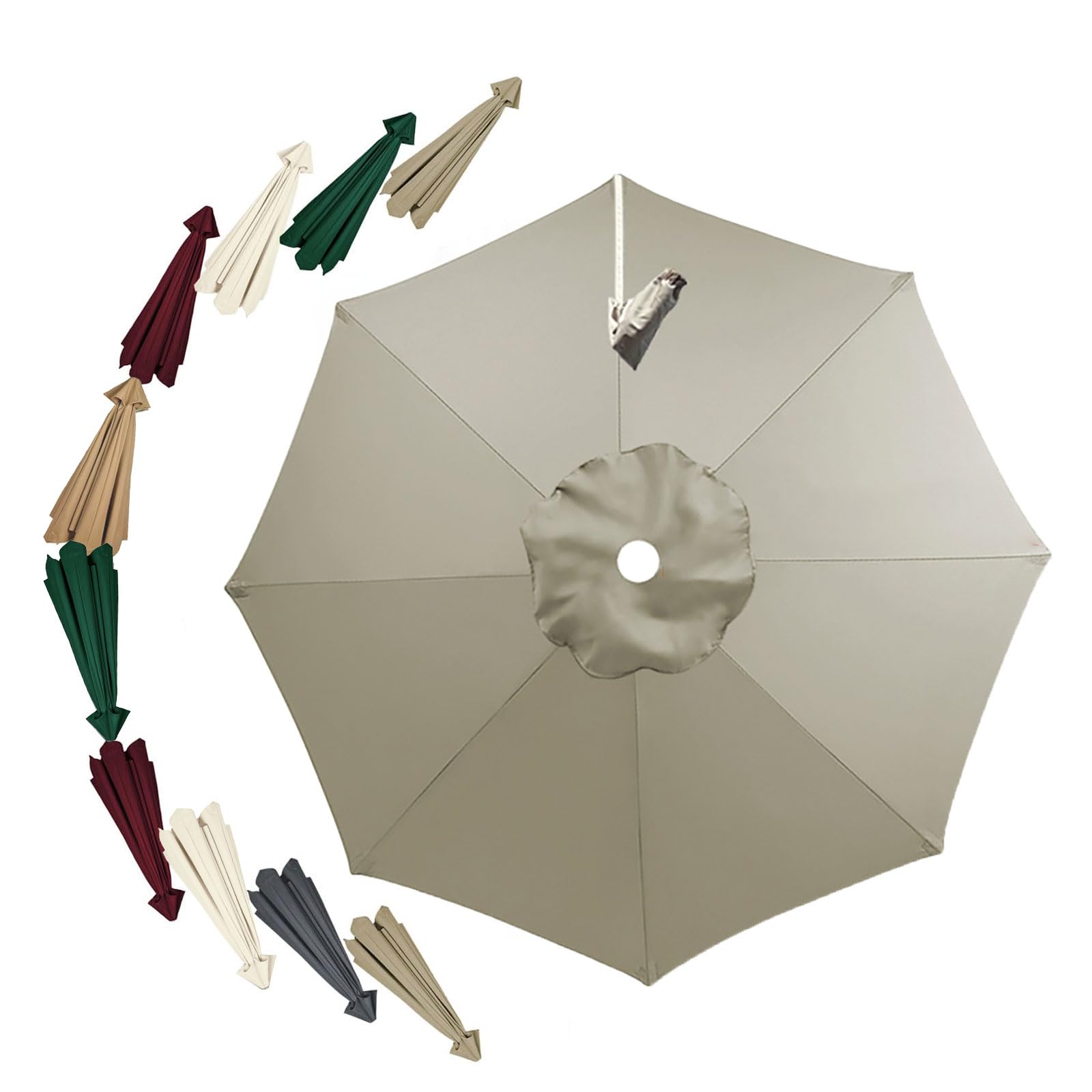 Kdqrmvv Lightgray 3.0M Cantilever Parasol Replacement Canopy 8Ribs Round