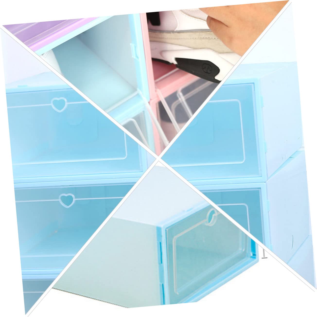 Alipis Transparenter Schuhaufbewahrungsbox 6 Stück aus Kunststoff, Blau