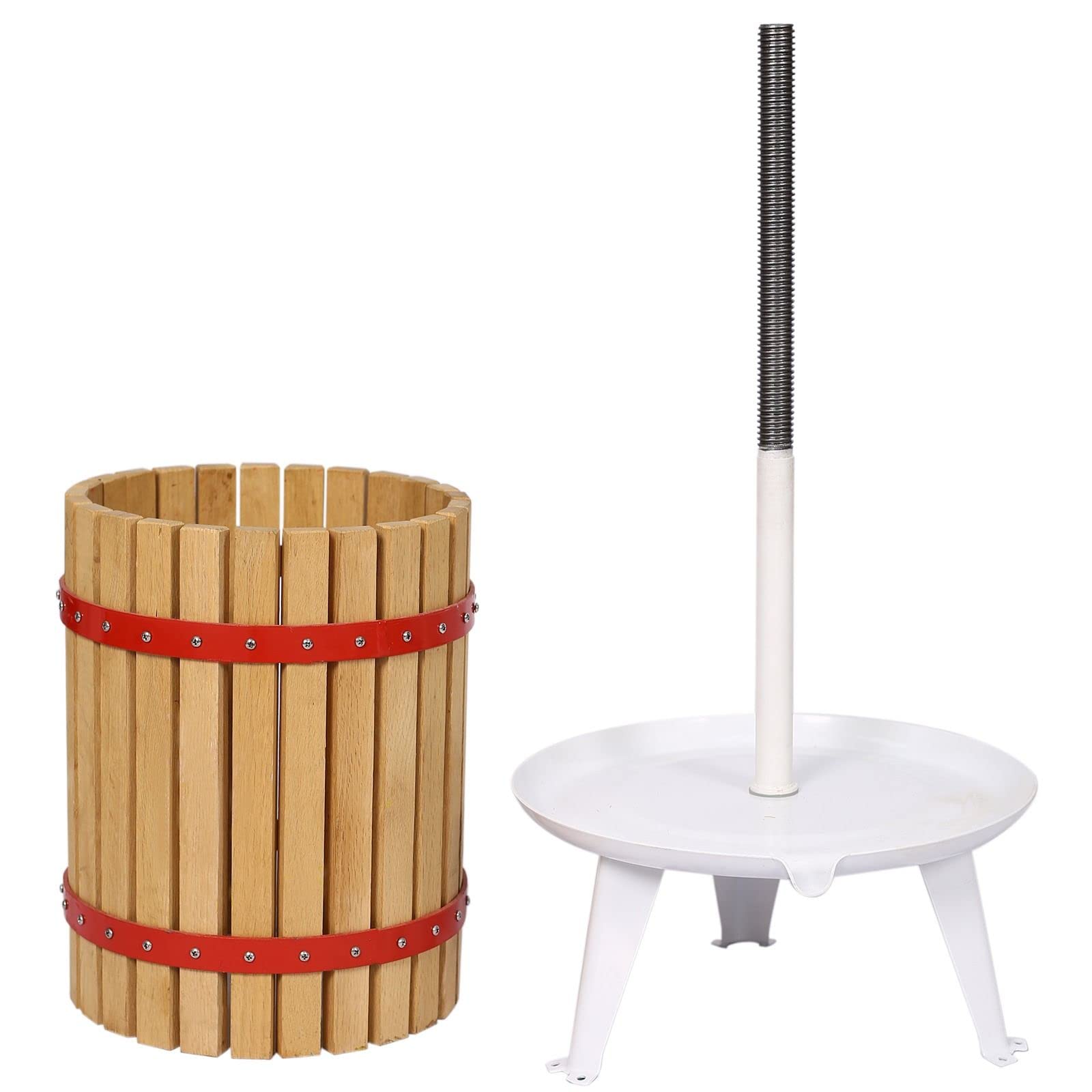 FRITHJILL Fruit Wine Press, Manual Cider Apple Grape Berries Crusher Juice Maker with Solid Wood Basket