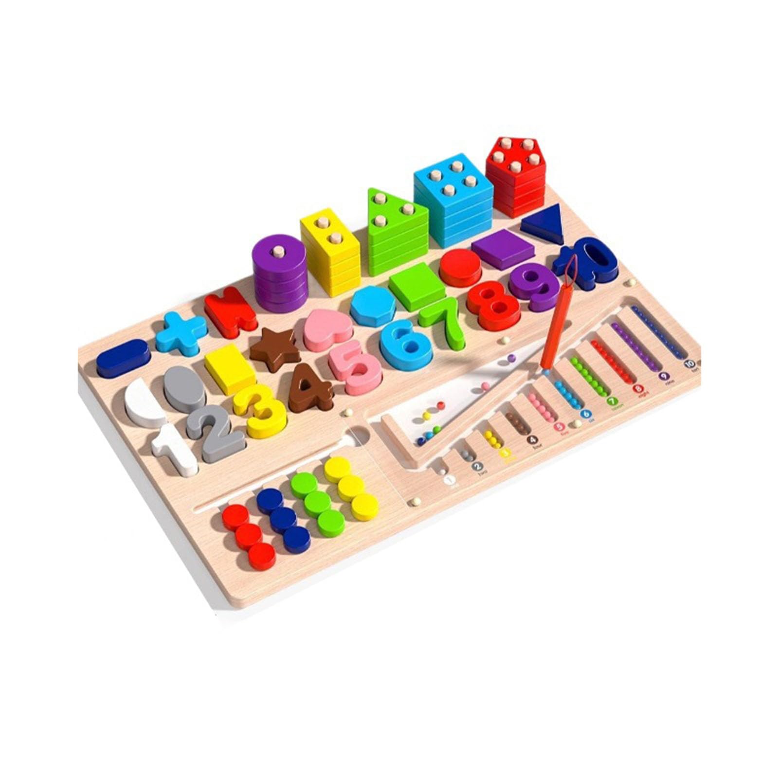 Hölzernes Montessori-Mathematikspielzeug Formensortier- und Zahlenzuordnungspuzzle mit magnetischem Labyrinth