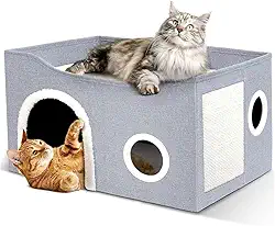 Casinha Cama Dobrável Portátil Cães Gatos Arranhador Bolinha