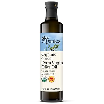 Sky Organics - Organic Extra Virgin Olive Oil, 16.9 Fl Oz - Cold-Pressed & Unfiltered - Bright, Fresh, Authentic Flavor - Sourced from Greece - 100% Pure - Kosher - Natural, Vegan & Soy-Free with Ebook