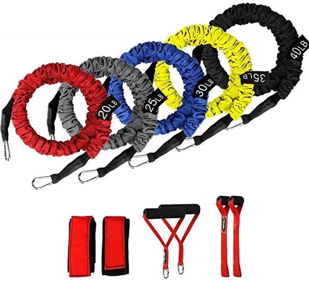 Resistance Bands with Handle Set - Anti Snap Nylon Covered Sleeve Exercise Bands for Workout 150 Pounds Tension Bands