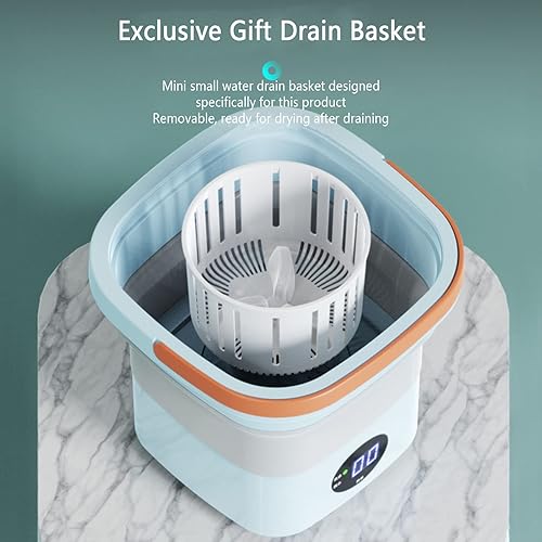 Miniatura 3 de Lavadora portátil con cesta de drenaje, lavadora pequeña plegable de limpieza profunda para ropa interior, calcetines, ropa de bebé, viajes,
