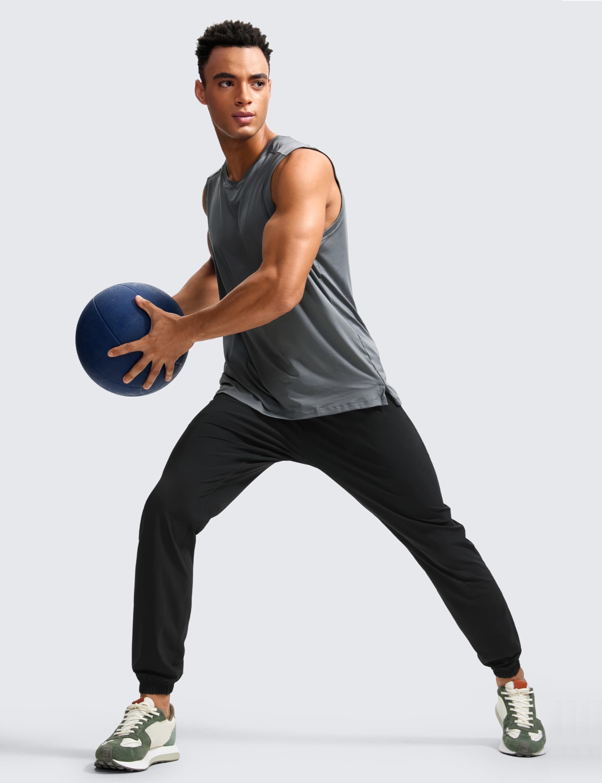 CRZ YOGA Sport Jogginghose 74/79cm | Kühler Griff, Leicht, Schnell trocknend, Running, Knöchelreißverschlüsse, Reißverschlusstaschen, Herren Trainingshosen