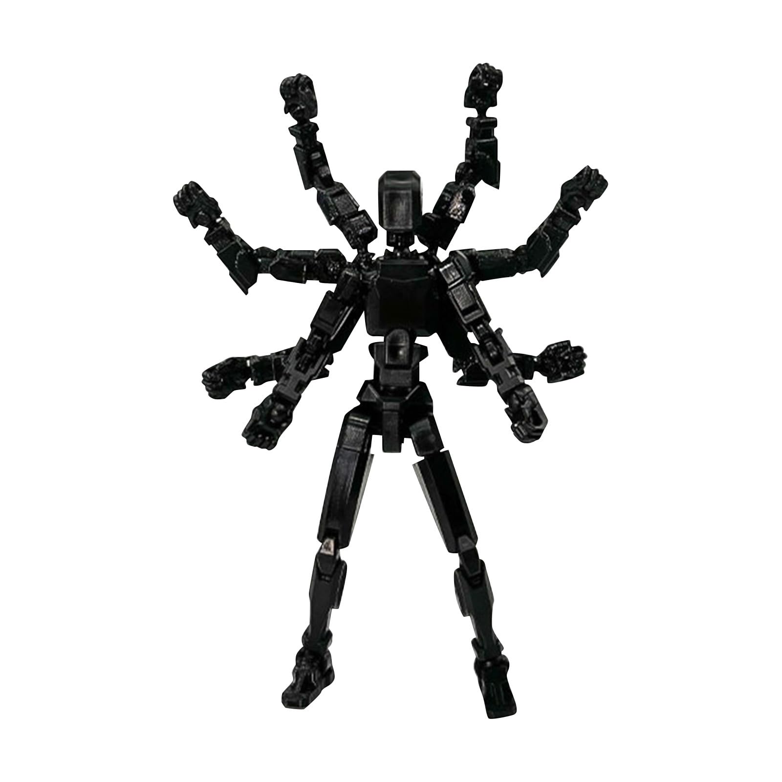 T13 Action Figure 3D Printed Fully Articulated Posable Manikin with 8 Movable Arms Joint Robot Toy for Kid Play Action Figures for Desk Display 01-Black