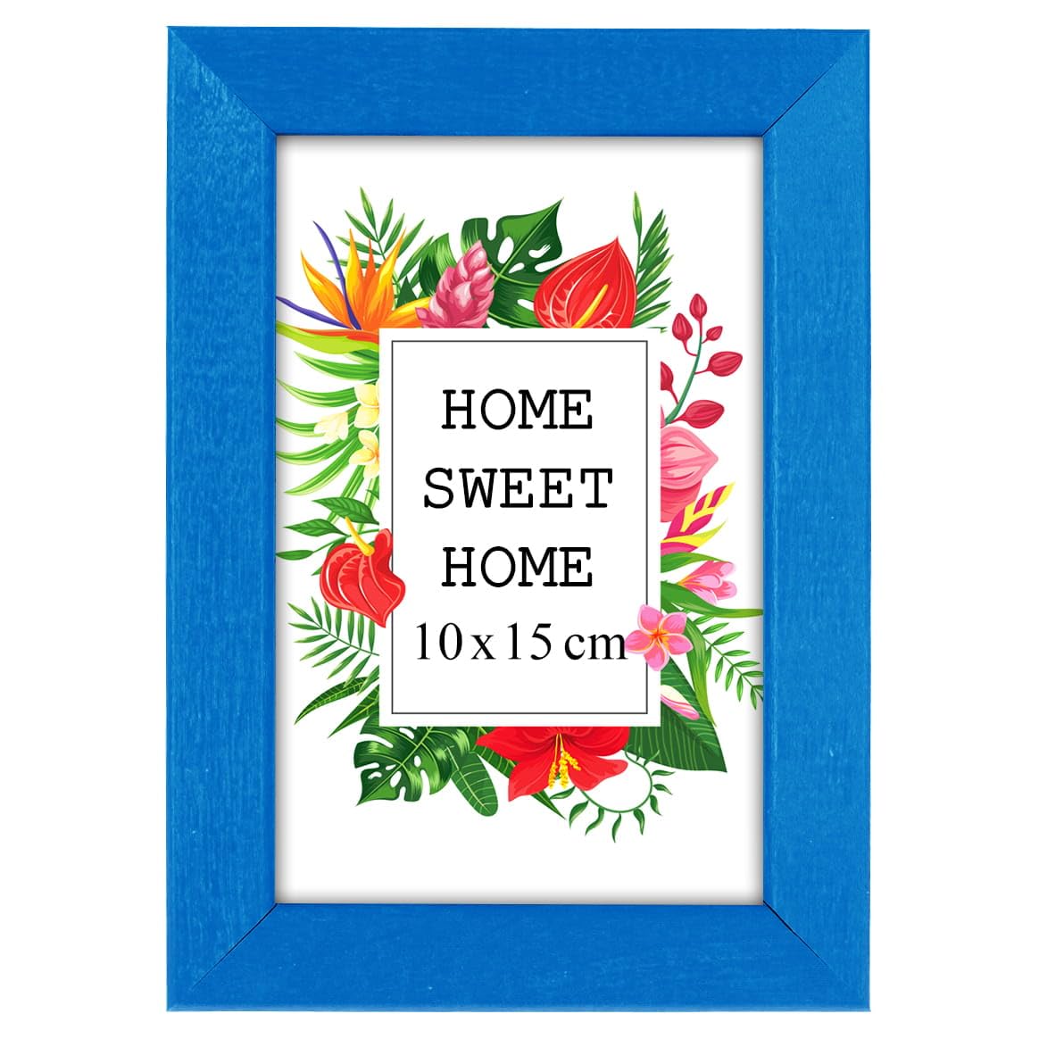 MG Design Blue Wooden Photo Frame A6 4 x 6 in (10 x 15 cm) – Shatter-Resistant Acrylic Glass – Wall Mount Portrait & Landscape — image 1