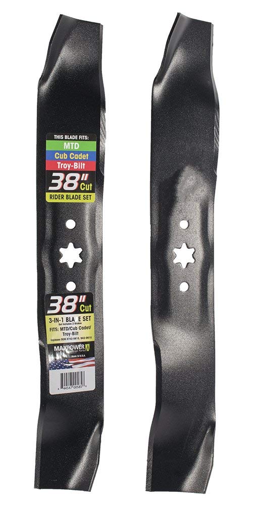MaxPower 561531 Lot de 2 lames pour coupe MTD 38" Remplace 742-0610, 742-0610A, 942-0610A