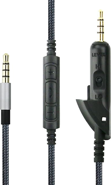 Audio Replacement Cable Replacement Cord with in-Line Mic Remote Volume Control Compatible with Bose QC15 QuietComfort 15 Headphones, Audio Cord Compatible with Samsung Galaxy Huawei Android