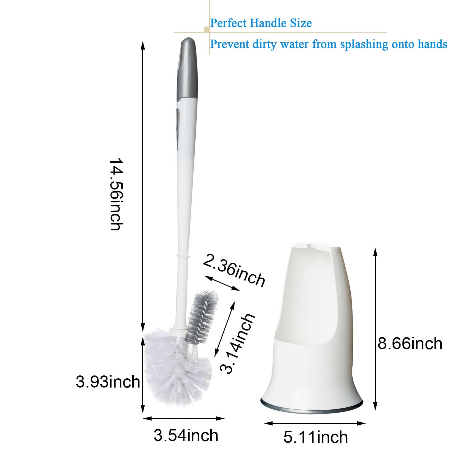 Lichi WC-Bürste Set, 2 Stück Mit Halter – Schnell Trocknend, Wandmontierbar Oder Stehend, Weiß, TPR-Borsten