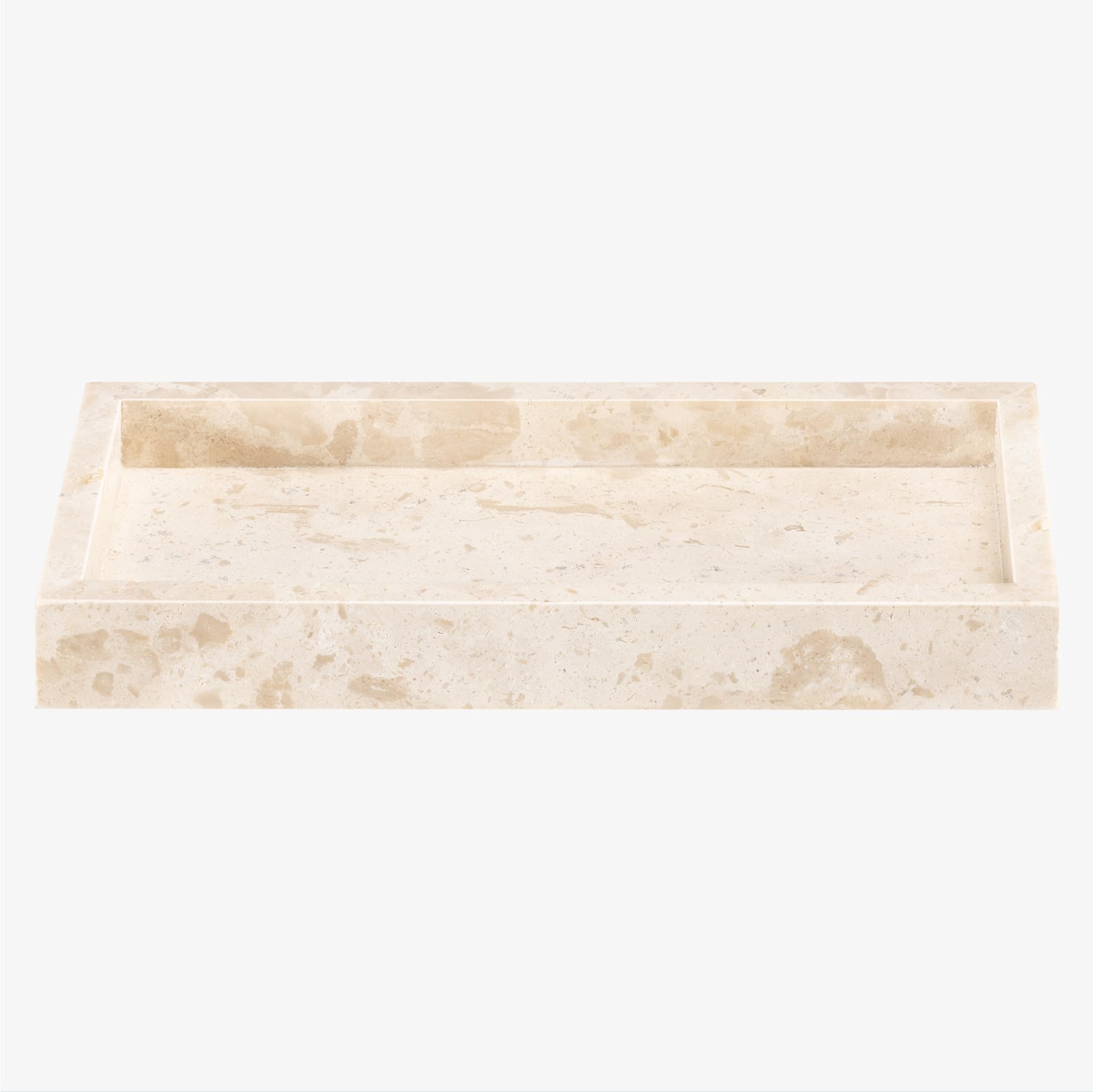 Navaris Mini Plateau Decoratif - Petit Plateau Rectangulaire Organisateur Salle de Bain 25 x 12 cm en Travertin pour Bijoux Produit de Toilette Bougie - Vide Poche Entree Design
