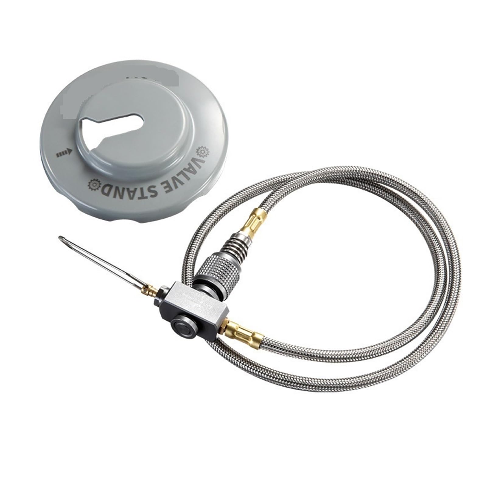 Gasanschlussleitung Edelstahl-Gewebeschlauchpaket 0,5/1 m Outdoor-Camping-Gaskartuschen-Wanderkocher und Zubehör-Adapter-Verlängerungsschlauch(0.7m hose with valve)